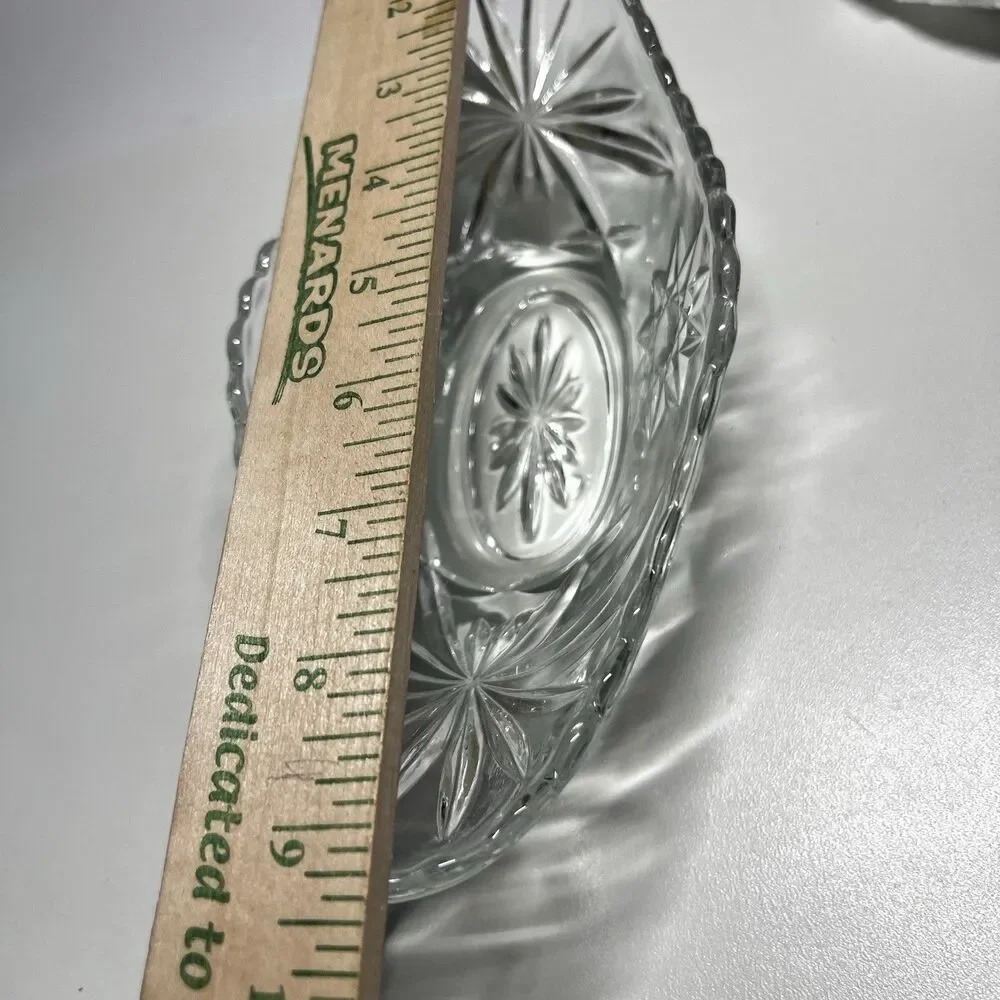 Vintage Anchor Hocking EAPC Star of David Clear Glass Banana Boat Dish 9.5